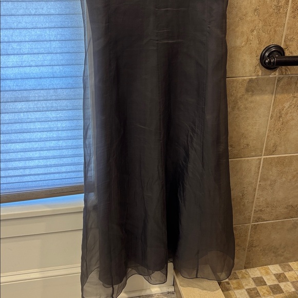 Eileen Fisher 2 pc. Sleeveless Silk Maxi Shift Smokey Gray. V-neck.Size M. - Picture 4 of 9